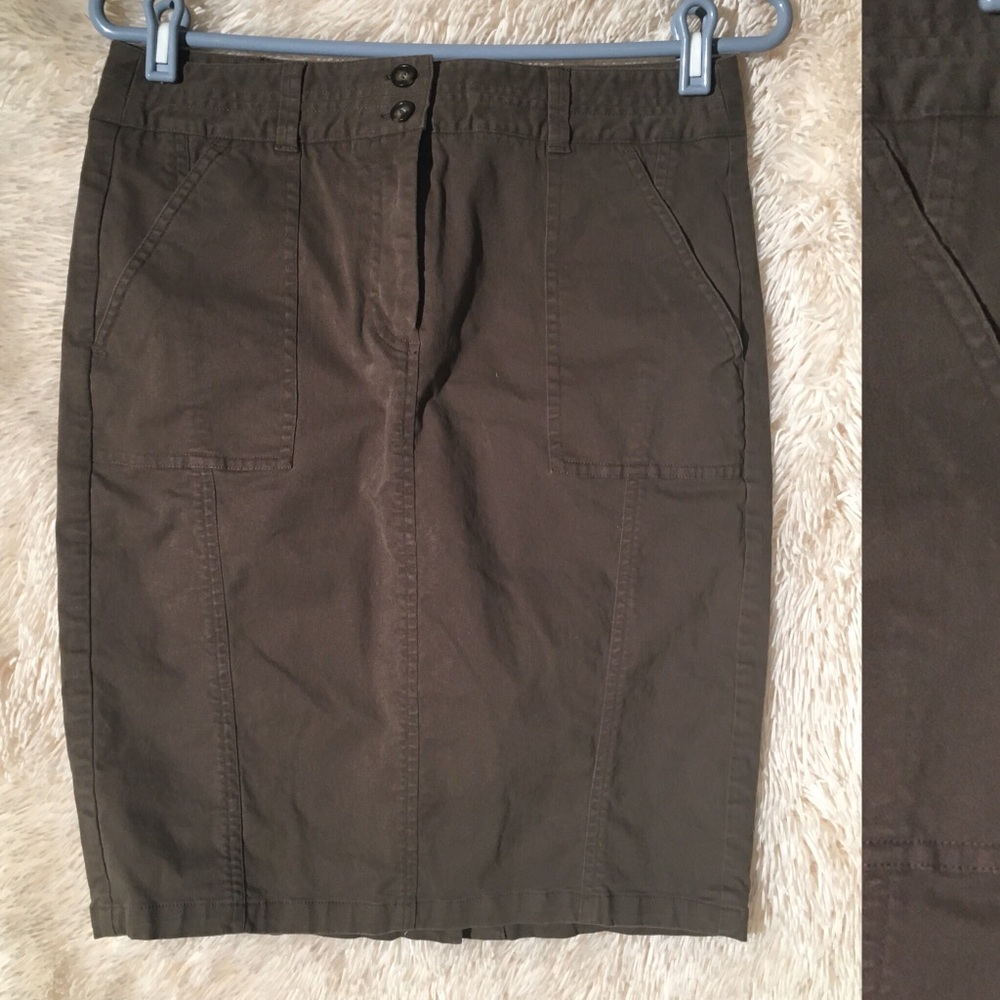 Loft Army Green Pencil Skirt
